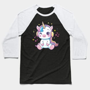 unicorn wearing headphones Baseball T-Shirt